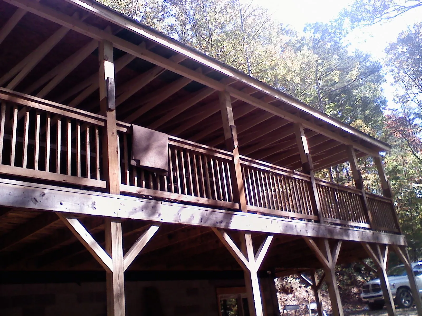 Timber framing under a new elevated porch and deck — Roof Leak Repair in Radnor by Roofing Brothers